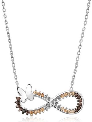 İsmiyle Al 925 Ayar Gümüş Kelebekli Sonsuzluk Kadın Gümüş Kolye