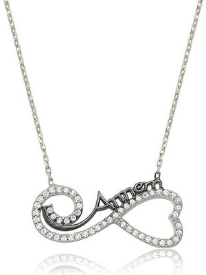 İsmiyle Al 925 Ayar Gümüş Kalpli Sonsuzluk Annem Gümüş Kolye