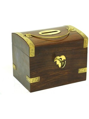İsmiyle Al Kumbara Kilitli Ahşap Kutu Kumbara Hediyelik