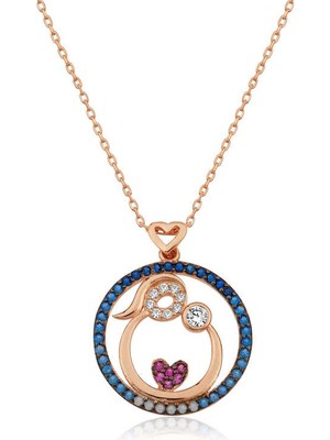 İsmiyle Al 925 Ayar Gümüş Rose Anne ve Bebek Sevgisi Kolye
