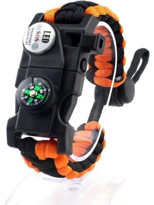 Pusula,fenerli Yüksek Desibel Düdüklü Hayatta Kalma Kamp Bilekliği - Turuncu Midastech