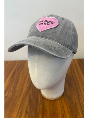 Hamze Vintage Yıkamalı Eskitme Kalp Paris Logo Cap Şapka