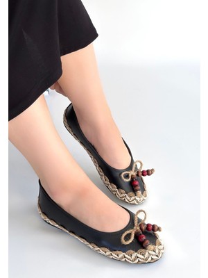 Ilwe Siyah Cilt Babet Ayakkabı - Lisinya