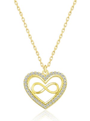 İsmiyle Al 925 Ayar Gümüş  Kalp Sonsuzluk Bayan Gümüş Kolye