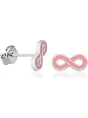 İsmiyle Al Gümüş Pembe Sonsuzluk Çivili Küpe