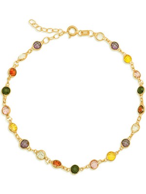 İsmiyle Al 925 Ayar Gümüş Gold Renkli Taşlı Kadın Bileklik