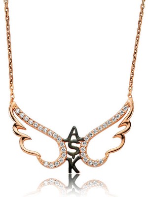 İsmiyle Al 925 Ayar Gümüş Aşk Yazılı Melek Kanadı Kadın Gümüş Kolye