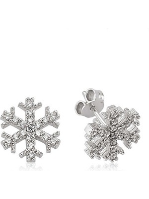 İsmiyle Al 925 Ayar Gümüş Kar Tanesi Çivili Küpe