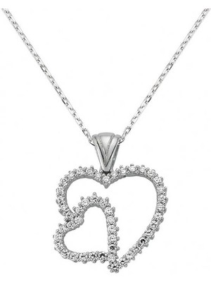 İsmiyle Al 925 Ayar Gümüş Kalpli Kadın Gümüş Kolye