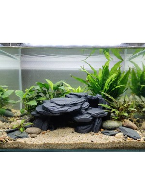 BarsDepo Doğal Kayrak Taş Akvaryum Mağarası | Balık & Karides Saklanma Alanı | Terraryum Dekor 15X12X6 cm