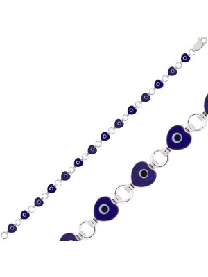 İsmiyle Al 925 Ayar Gümüş Kalp Nazar Bileklik