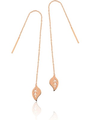 İsmiyle Al Gümüş Zincir Yaprak Küpe