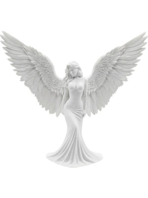 Fantastik Store Sanatsal Melek Heykeli Kanatlı Kadın Figürlü 3D Dekoratif Biblo - Lisinya