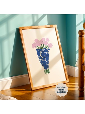Persona Istanbul "cerulean Bloom" - Modern Minimalist Çiçek Posteri (Çerçevesiz)