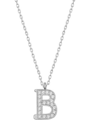 İsmiyle Al 925 Ayar Gümüş Rodyum Kaplama B Harfi Kadın Gümüş Kolye