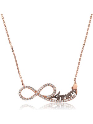 İsmiyle Al 925 Ayar Gümüş Annem Yazılı Sonsuzluk Kadın Gümüş Kolye