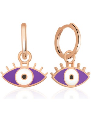 İsmiyle Al Gümüş Fosforlu Mor Göz Küpe