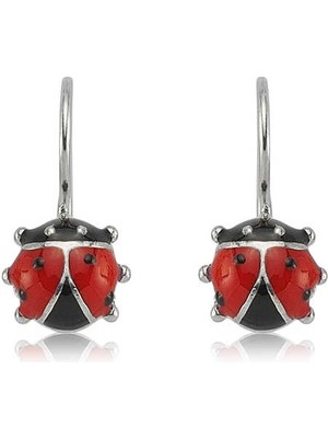 İsmiyle Al Gümüş Sallantılı Uğur Böceği Çocuk Küpesi