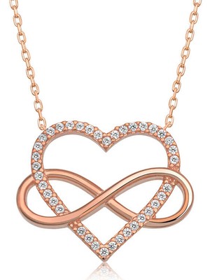 İsmiyle Al 925 Ayar Gümüş Kalpli Sonsuzluk Kadın Gümüş Kolye