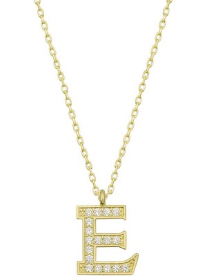 İsmiyle Al 925 Ayar Gümüş Gold E Harfi Kadın Gümüş Kolye