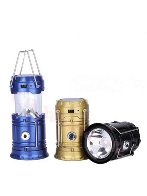 İsmiyle Al Güneş Enerjili Şarj Edilebilir USB Girişli Kamp Feneri Büyük Boy