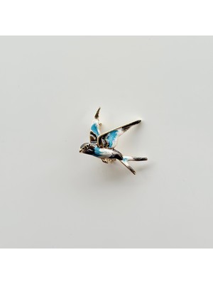 Vesce Atelier Mavi Siyah Kanat Serçe Broş