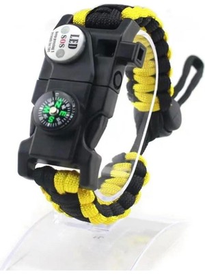 Pusula,fenerli Yüksek Desibel Düdüklü Hayatta Kalma Kamp Bilekliği - Sarı Nemere