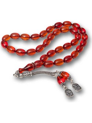 İsmiyle Al Gümüş Püsküllü Ateş Kehribar Tesbih