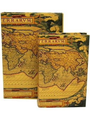 İsmiyle Al Kutu Kitap Harita 2'li Set Dekoratif Hediyelik