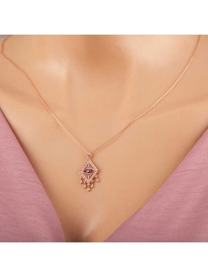İsmiyle Al 925 Ayar Gümüş Rose Nazarlı Göz Kolye