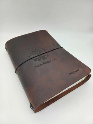 Galande Hakiki Deri A5 Boyut Özel Tasarımlı Defter Kılıfı / Lazer ile Istediğiniz Özel Baskı Yapılır