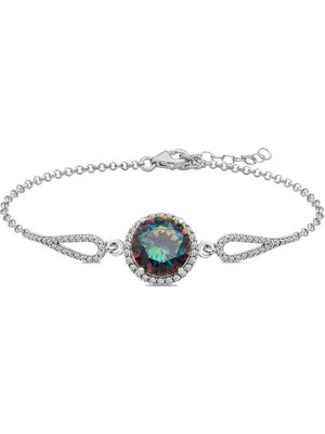 İsmiyle Al 925 Ayar Gümüş Mistik Topaz Bileklik