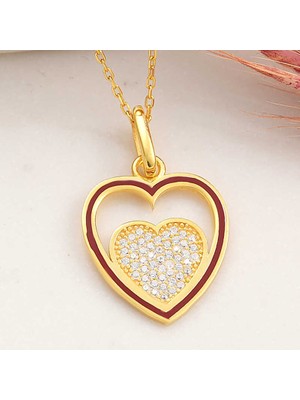 İsmiyle Al 925 Ayar Gümüş Gold Kalp Kadın Kolye