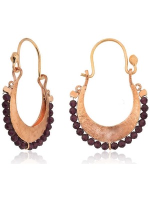 İsmiyle Al Gümüş Bordo Taşlı Bohem Küpe