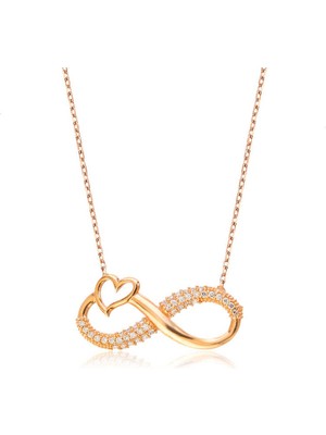 İsmiyle Al 925 Ayar Gümüş Kalpli Sonsuzluk Kadın Gümüş Kolye