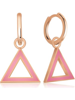 İsmiyle Al Gümüş Fosforlu Pembe Üçgen Küpe