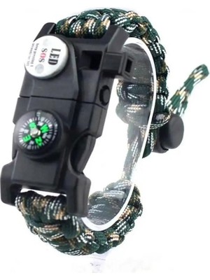 İlkyaz Fashion Pusula,fenerli Yüksek Desibel Düdüklü Hayatta Kalma Kamp Bilekliği - Karışık Yeşil