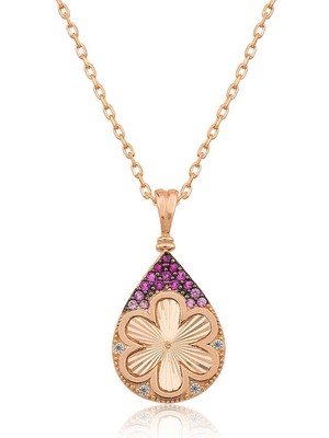 İsmiyle Al 925 Ayar Gümüş Damla Çiçek Kadın Gümüş Kolye