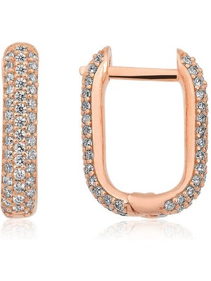 İsmiyle Al Gümüş Çift Taraflı Beyaz Taşlı J Bayan Küpe