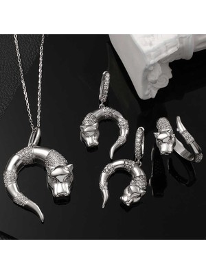 İsmiyle Al ​925 Ayar Gümüş Kaplan Figürlü Kadın Set