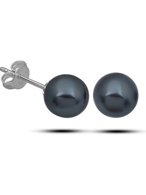 İsmiyle Al Gümüş Siyah Inci 7 mm Kadın Küpe