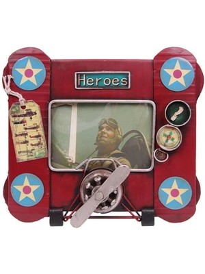 İsmiyle Al Dekoratif Metal Çerçeve Uçak Temalı Vintage Hediyelik