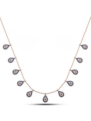 İsmiyle Al Gümüş Rose Damla Nazarlı Şans Kadın Kolye