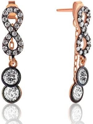 İsmiyle Al 925 Ayar Gümüş Zincirli Sonsuzluk Küpe