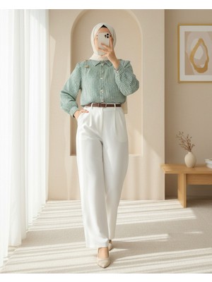 Modamorfo Üstü Taş ve Boncuk Detaylı Çizgili Gömlek -Siyah