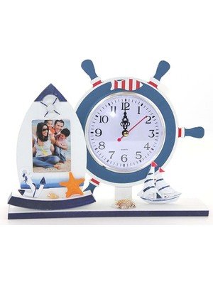 İsmiyle Al Ahşap Marin Dümenli Çerceveli Saat