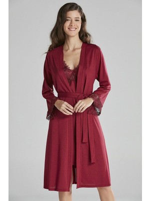 Pierre Cardin 5040 6'lı Modal Gecelik Sabahlık Çeyiz Seti Bordo