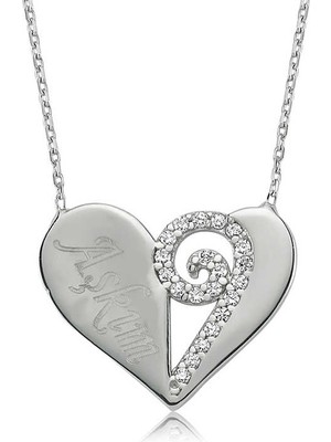 İsmiyle Al 925 Ayar Gümüş Kalpli Aşkım Kadın Gümüş Kolye