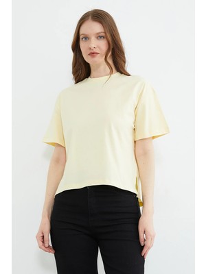 FullaModa Basic Bisiklet Yaka Crop Tişört