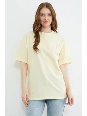 FullaModa Ördek Nakışlı Bisiklet Yaka Tişört